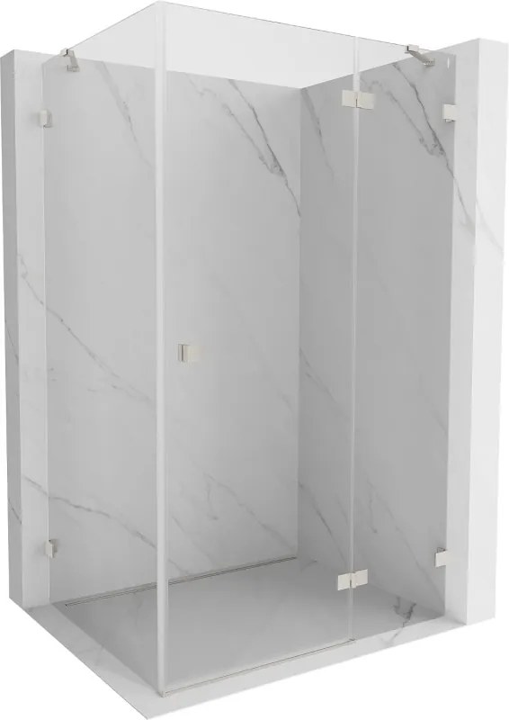 Mexen Lunar, pravostranný výklopný sprchový kút 75 x 90 cm, 8mm číre sklo, oceľový profil, 834-075-090-97-00-P