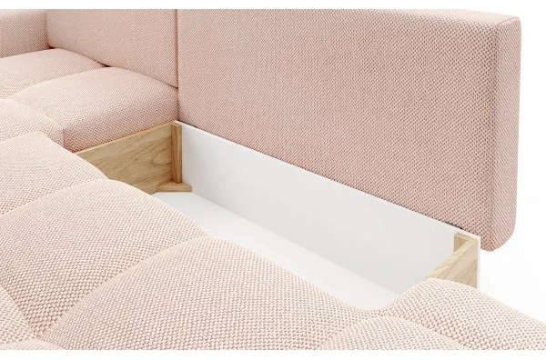 Rozkladacia rohová čalúnená sedacia súprava ALMADA v tvare L s úložným priestorom, ľavé prevedenie, ružová