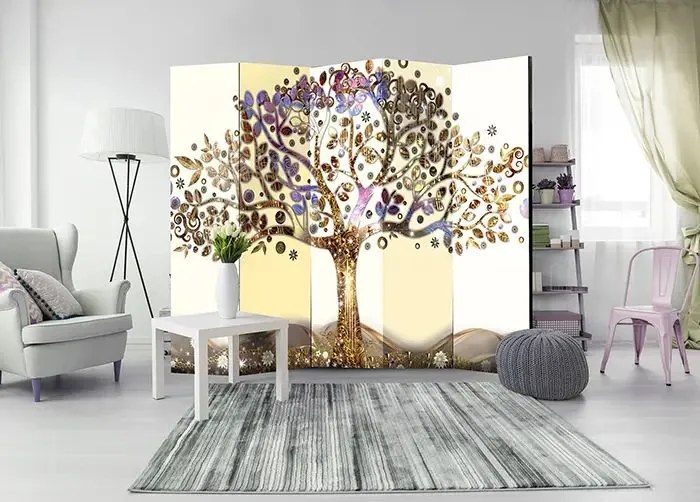 Paraván - Golden Tree II [Room Dividers] Veľkosť: 225x172, Verzia: Akustický