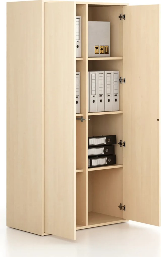 Kancelárska skriňa FRAME, 2x dvere, 872 x 450 x 1735 mm, PUSH-lock, breza