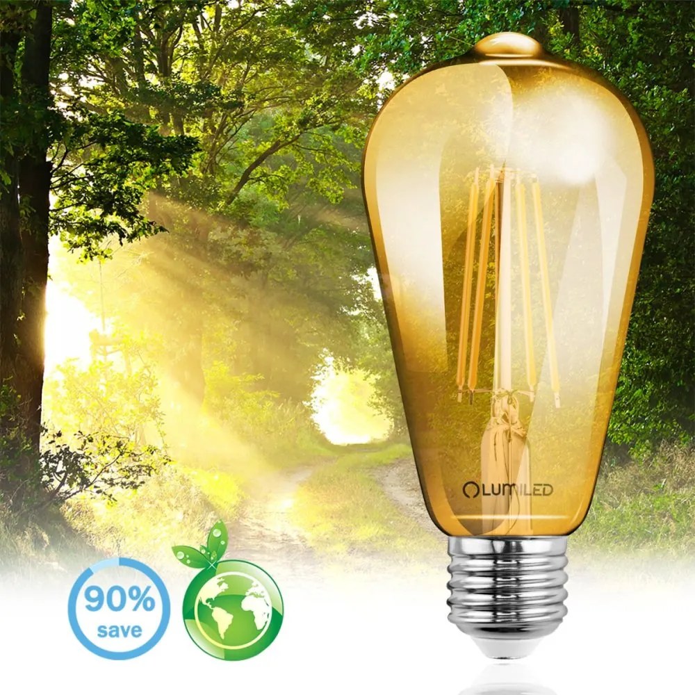 LED žiarovka E27 ST64 6W = 50W 660lm 2200K Warm 360° Filament LUMILED