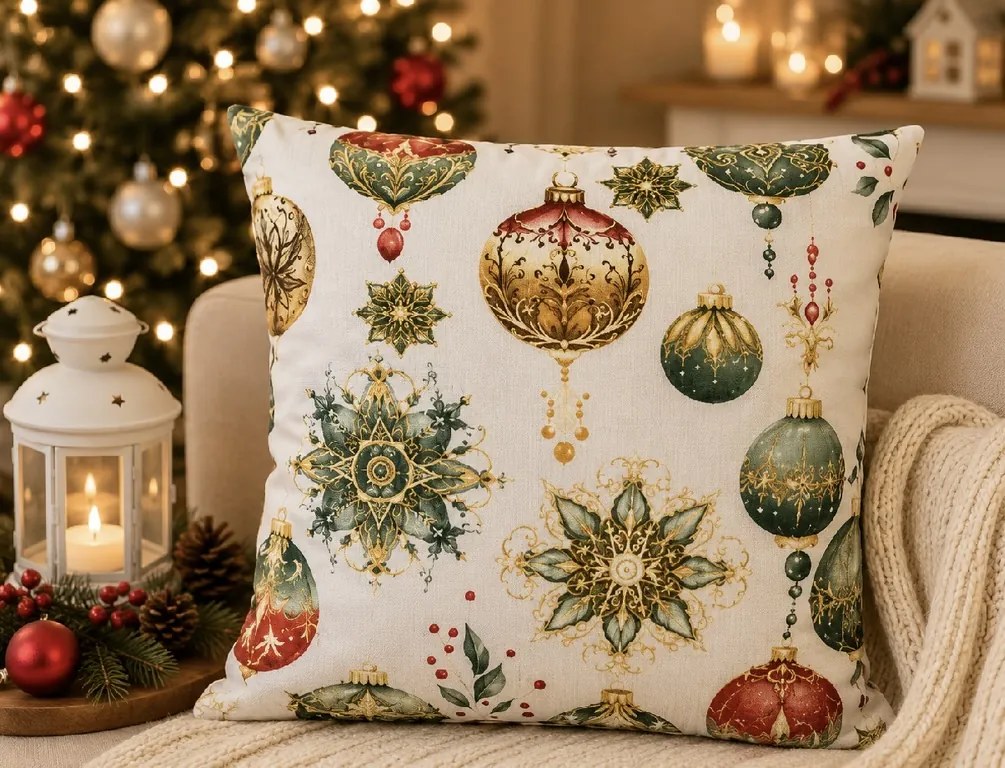 INTERMEDIC SK Obliečka na vankúš Vianočná guľa 40x40 cm – 1+1 ZADARMO