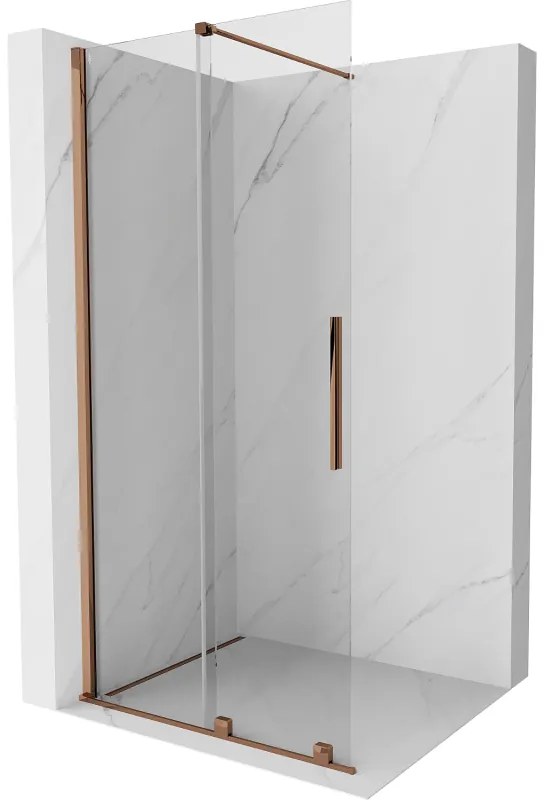 Mexen Velar, posuvné dvere do otvoru typ Walk-In 90 cm, 8mm číre sklo, ružové zlato, 871-090-000-03-60