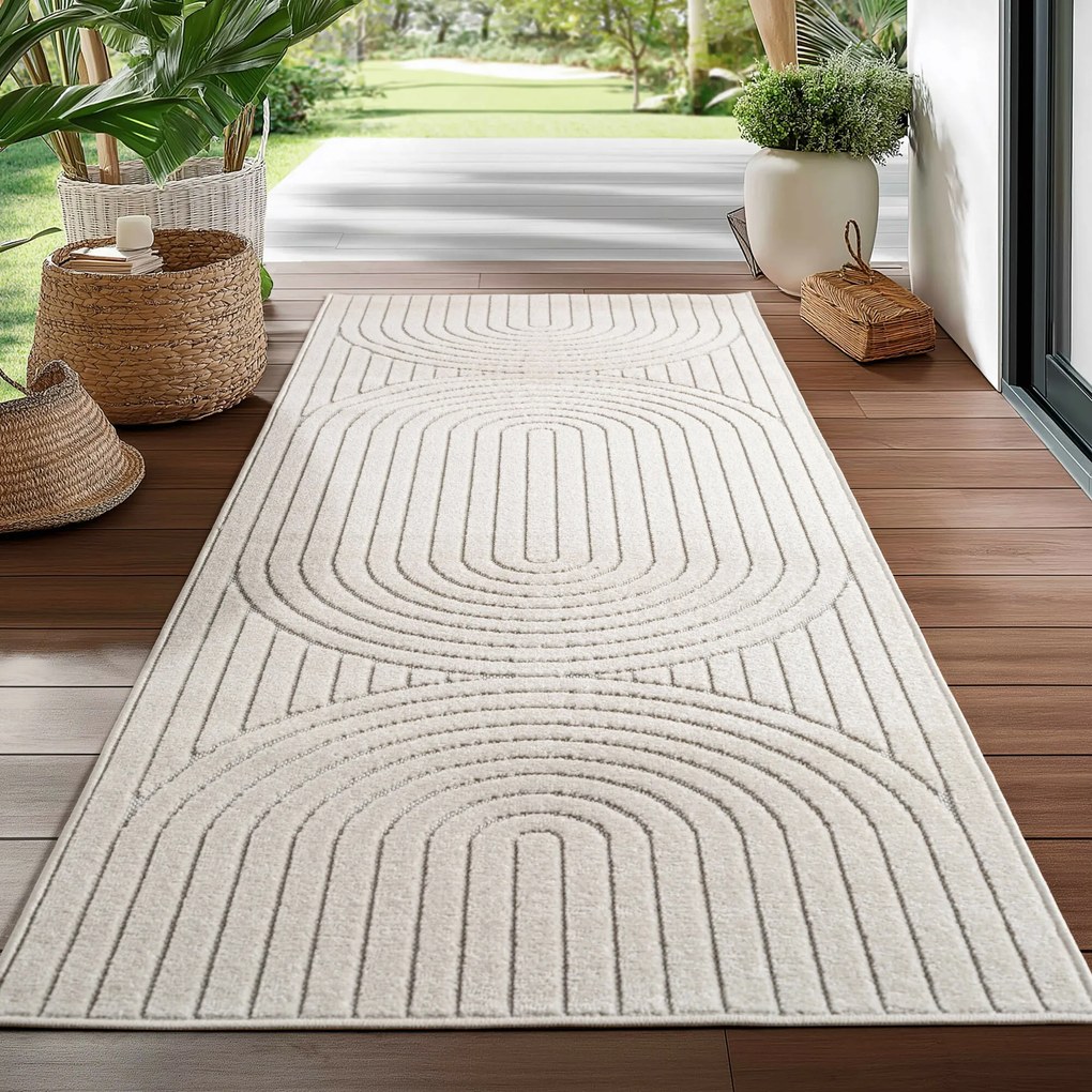 Ayyildiz, Kusový koberec Nova 1201 cream - na von aj na doma, 160x230, biela, chodba / predsieň