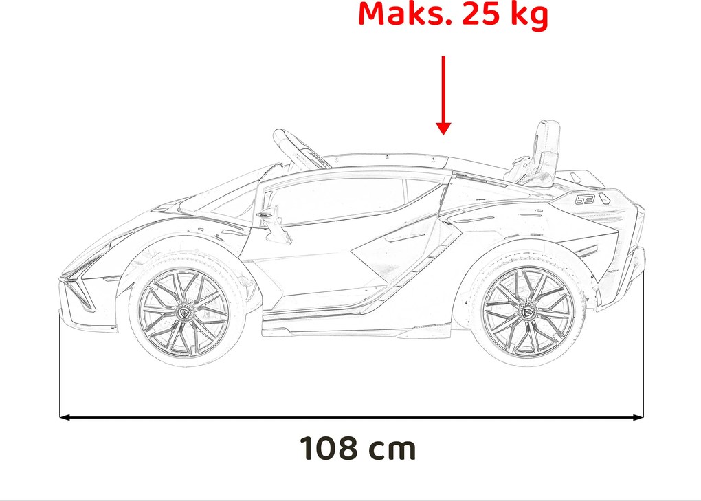 Ramiz Lamborghini SIAN batéria pre deti biela + diaľkové ovládanie + EVA + pomalý štart + zvuková LED dióda