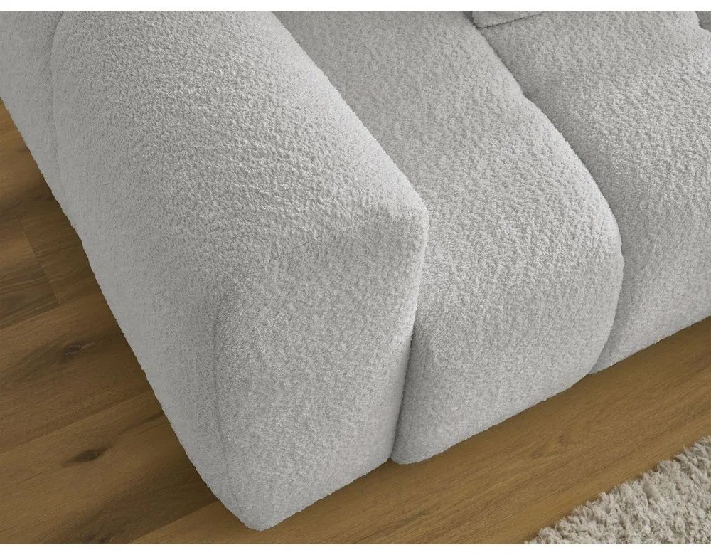 Svetlosivá rozkladacia/s úložným priestorom rohová pohovka z textílie buklé (pravý roh/s leňoškou) Roxelane – Bobochic Paris