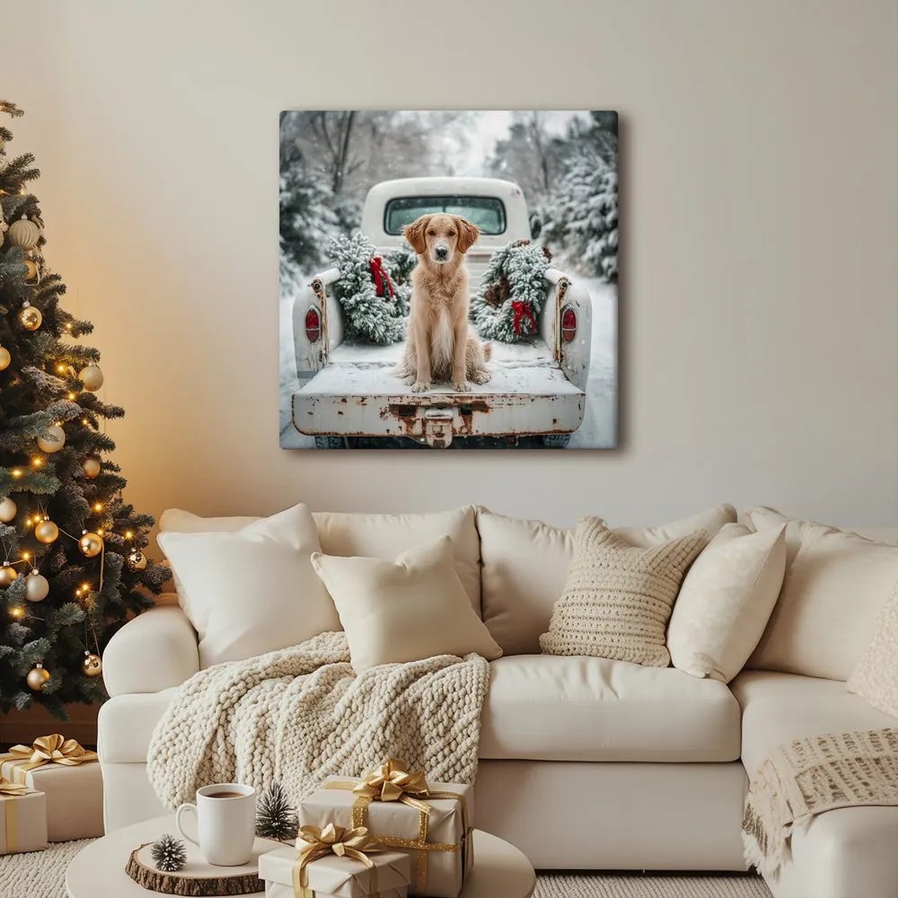 Vianočný obraz roztomilý pózujúci pes