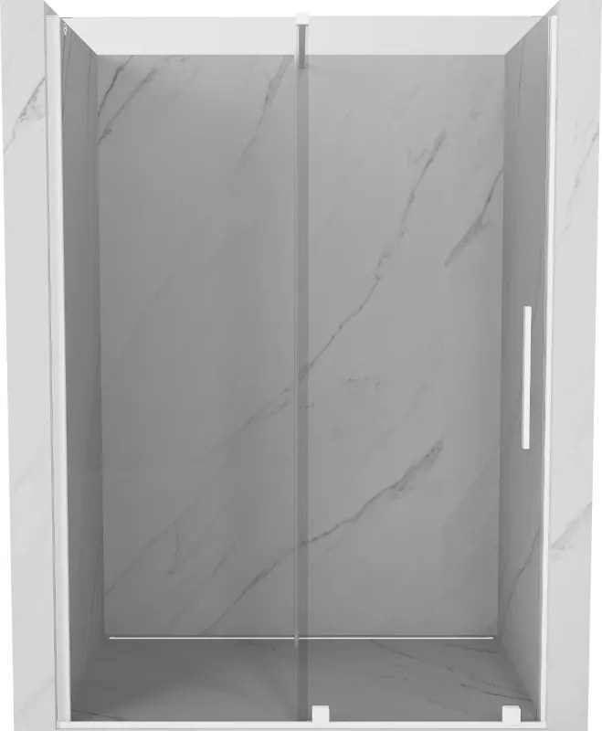 Mexen Velar, posuvné dvere do otvoru 140x200 cm, 8mm číre sklo, biely profil, 871-140-000-01-20