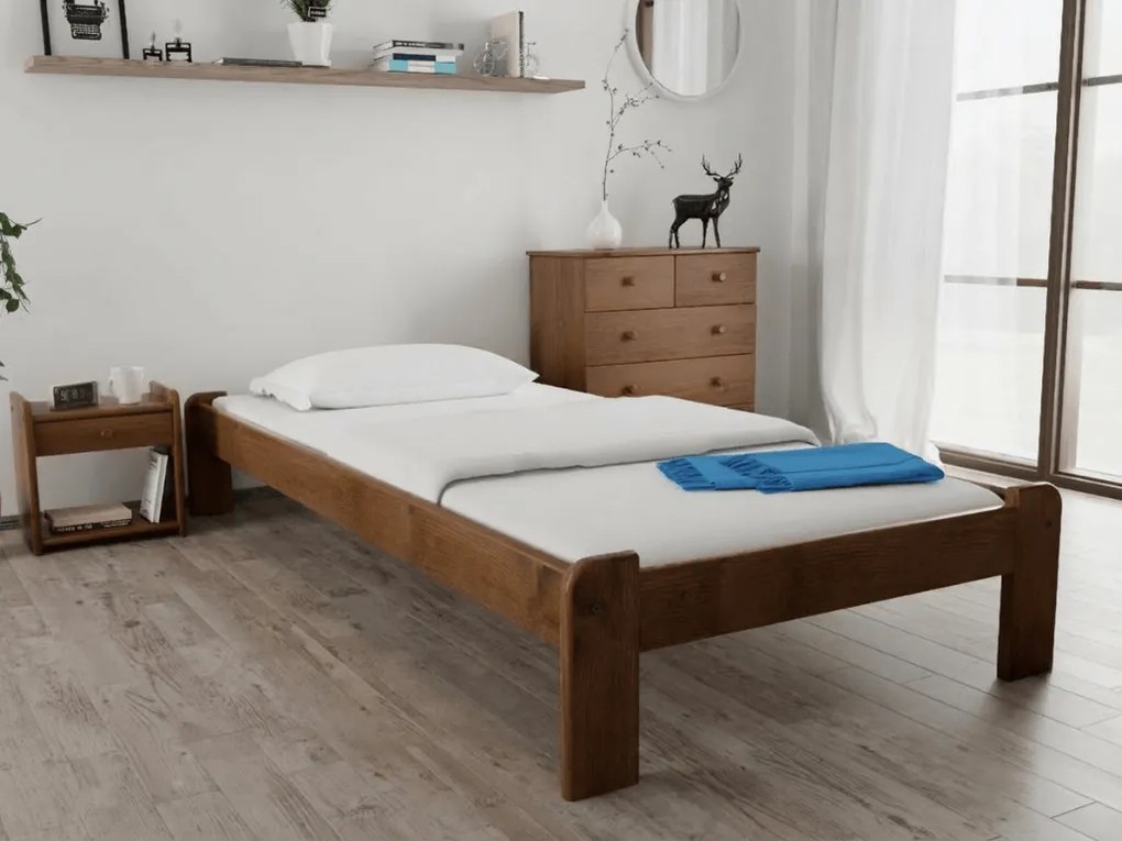 Posteľ Ada 80 x 200 cm, dub Rošt: S latkovým roštom, Matrac: Matrac DELUXE 10 cm