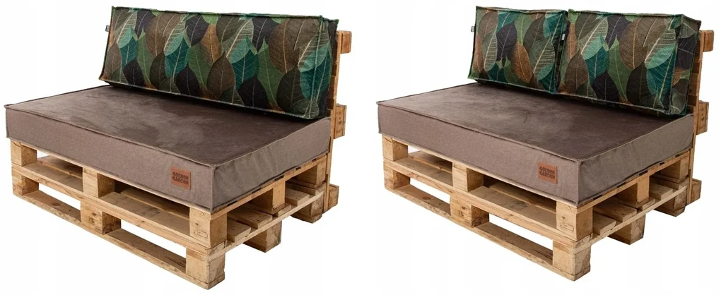 Golden Garden Paletové sedenie GG40 podsedák a vankúš 120cm x 80cm x 15cm slabo hnedá vzor kvety