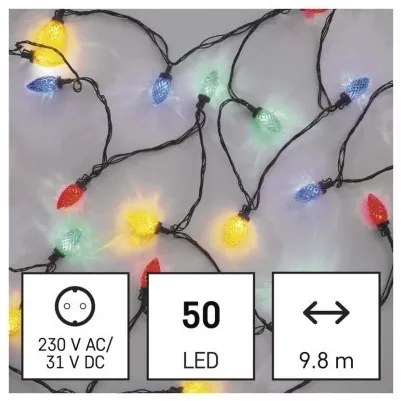 LED vánoční řetěz Bulbs 9,8 m vícebarevný