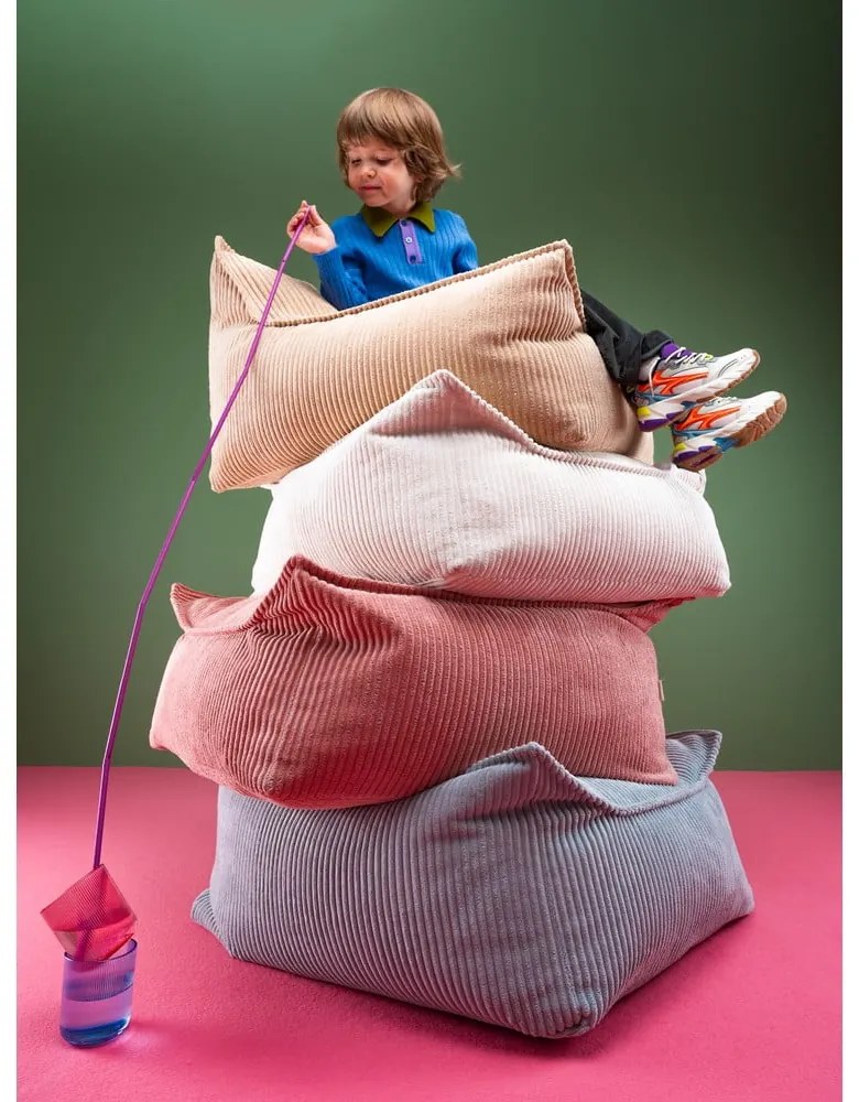 Krémový menčestrový detský sedací vak Square – Wigiwama