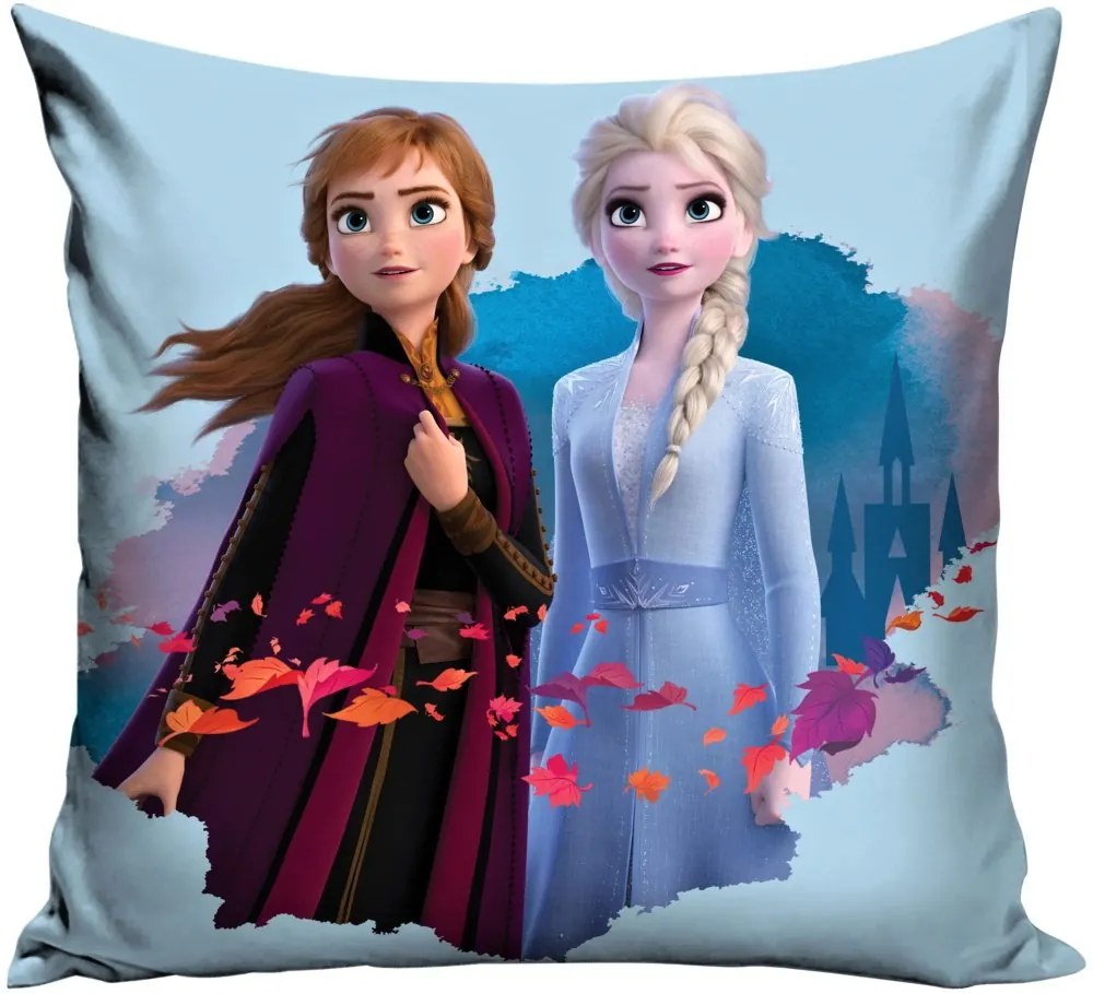 Obojstranný vankúš Ľadové kráľovstvo – Frozen – motív Anna & Elsa - 38 x 38 cm