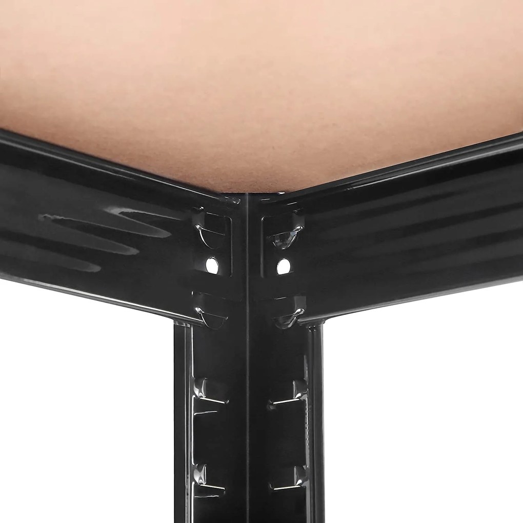 5-úrovňový úložný regál s nastaviteľnými policami, čierny