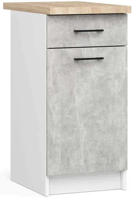 Spodná kuchynská skrinka s doskou OLIWIA S40 SZ1 biela / betón