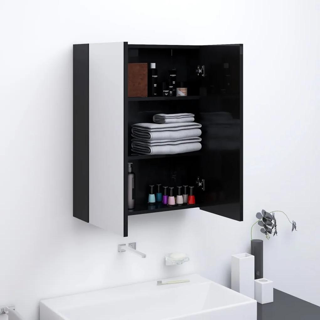 Kúpeľňová zrkadlová skrinka 60x15x75 cm MDF lesklá čierna 331524
