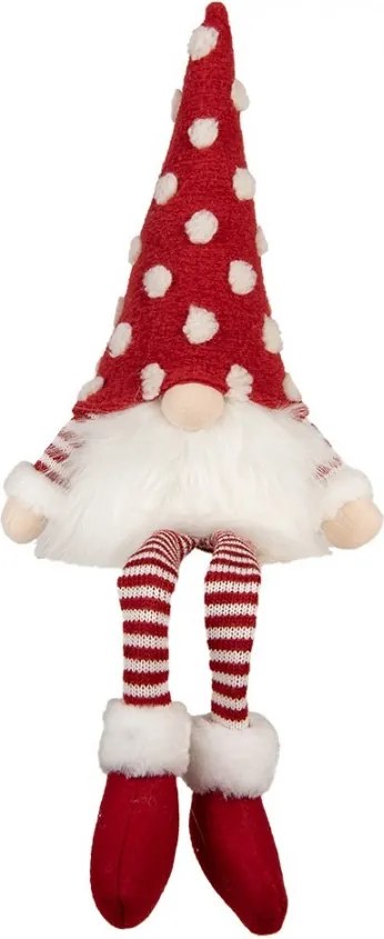 Vianočná dekorácia škriatok s bodkovanou čiapkou Gnome LED - 16*12*32/60 cm
