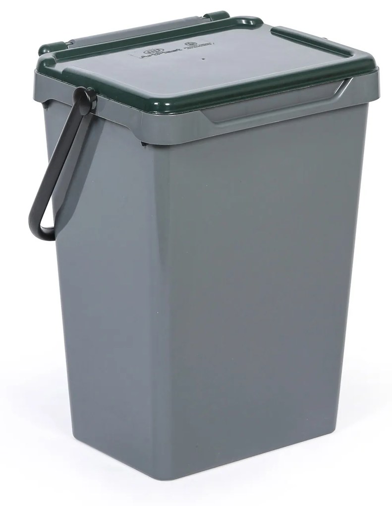 Plastový odpadkový kôš na triedenie odpadu, sivá + tmavo zelená, 35 l