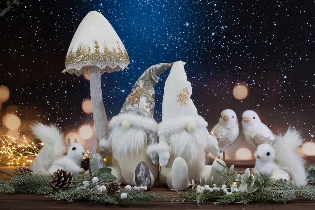 VIANOČNÁ FIGÚRKA BIRD SADA 6KS 15 CM BIELA