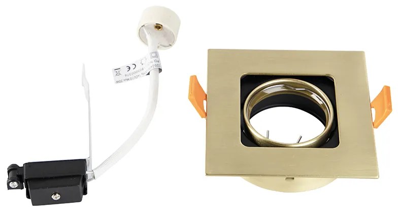 Sada 6 štvorcových zapustených bodových svetiel mosadz nastaviteľné - Artemis