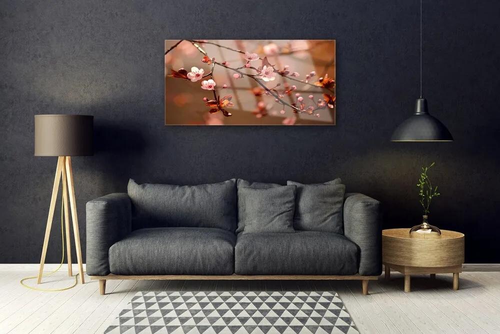 Obraz na skle Biele kvety 120x60 cm