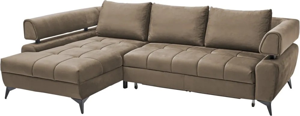Rohová sedacia súprava Paris, svetlo hnedá látka, ľavý roh
