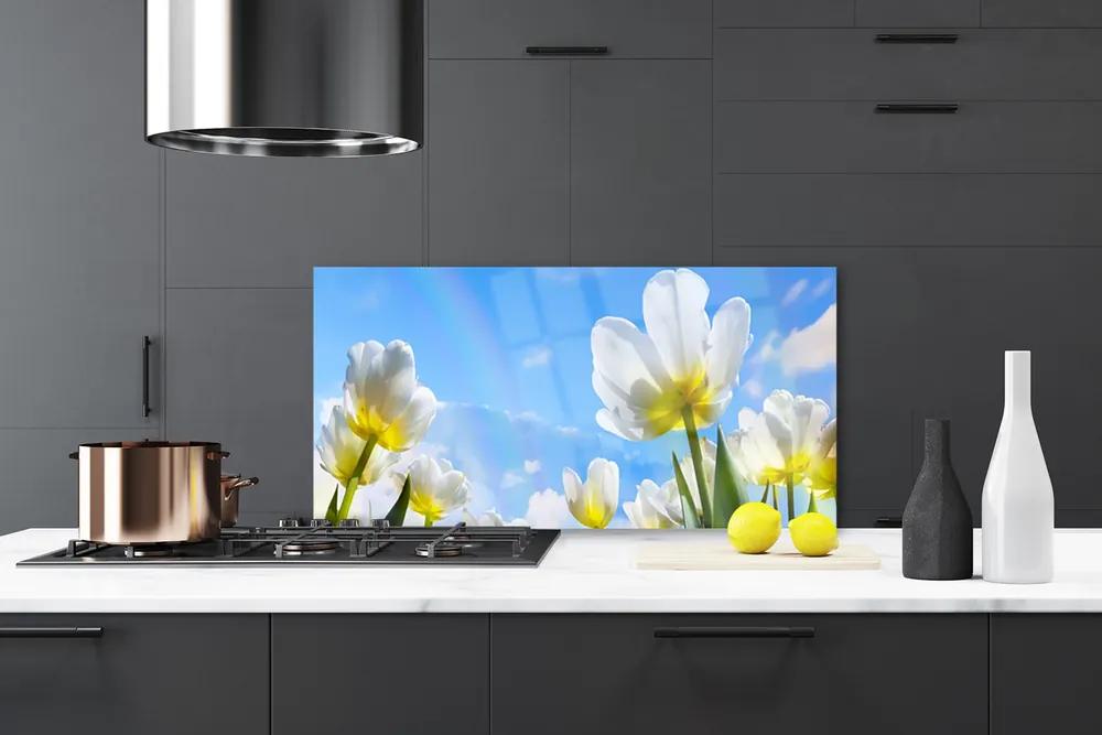 Sklenený obklad Do kuchyne Rastliny kvety tulipány 100x50 cm