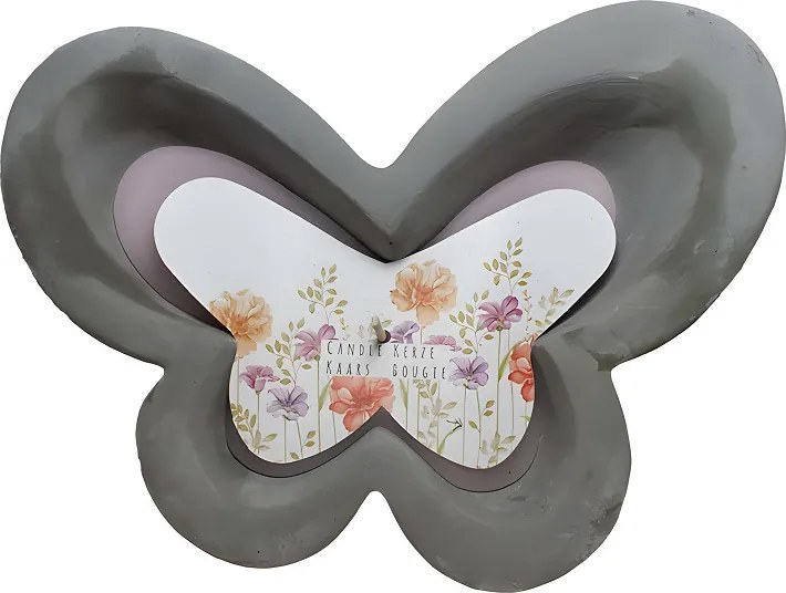Sviečka v tvare motýľa v betóne 19 × 14 cm