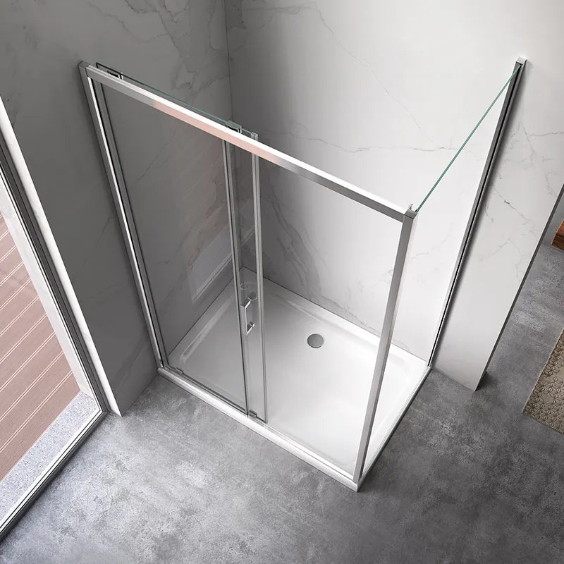 BPS-koupelny Obdĺžnikový sprchovací kút HYD-OK103A 100x80 chróm/transparent + vanička HYD-OSV-ST03A biela