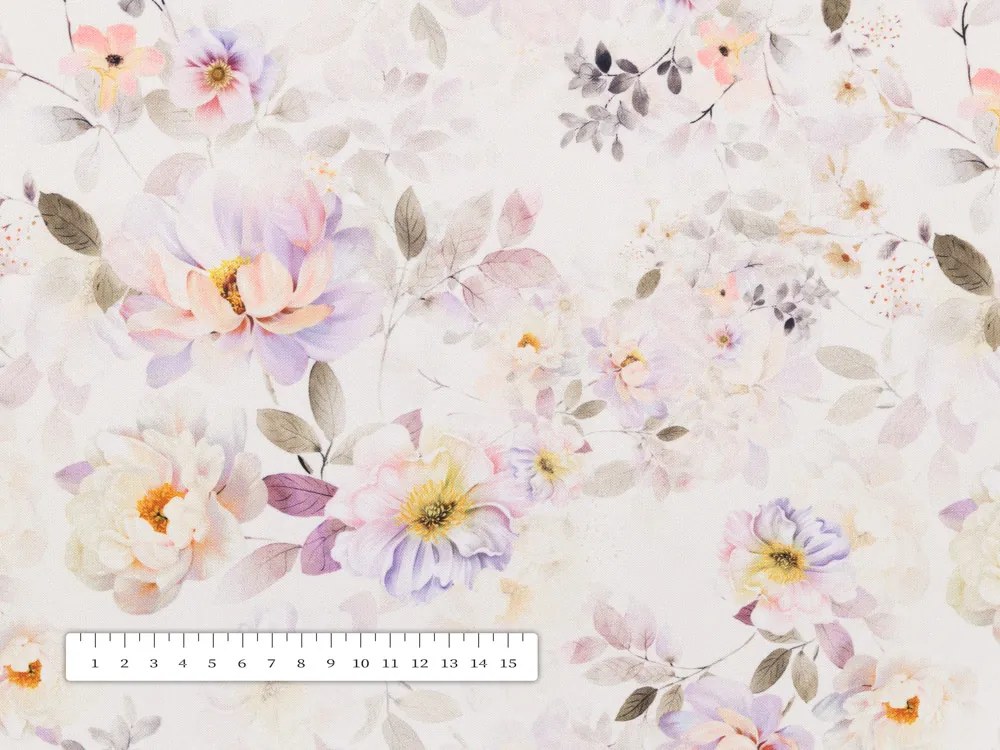 Biante Dekoračný záves TF-090 Plané ruže na bielom 140x260 cm