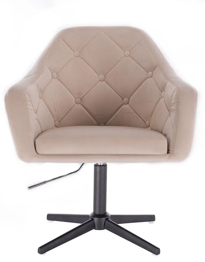 LuxuryForm DESIGN Kreslo ANDORA VELUR na čiernom kríži - krémové