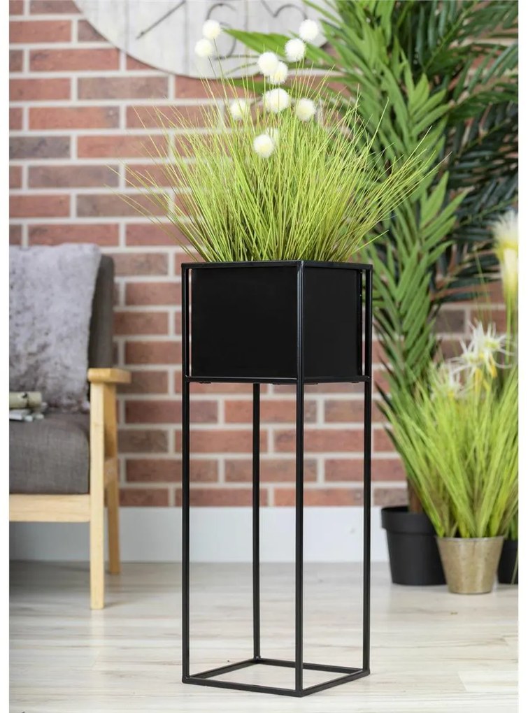 KOVOVÝ KVETINÁČ SO STOJANOM PLAIN 70X24 CM ČIERNA