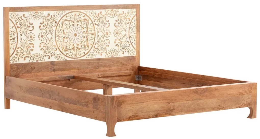 furniture-nabytek.cz - Masivní postel Delhi z mangového dřeva, lakovaná, hnědá – 180x200 cm