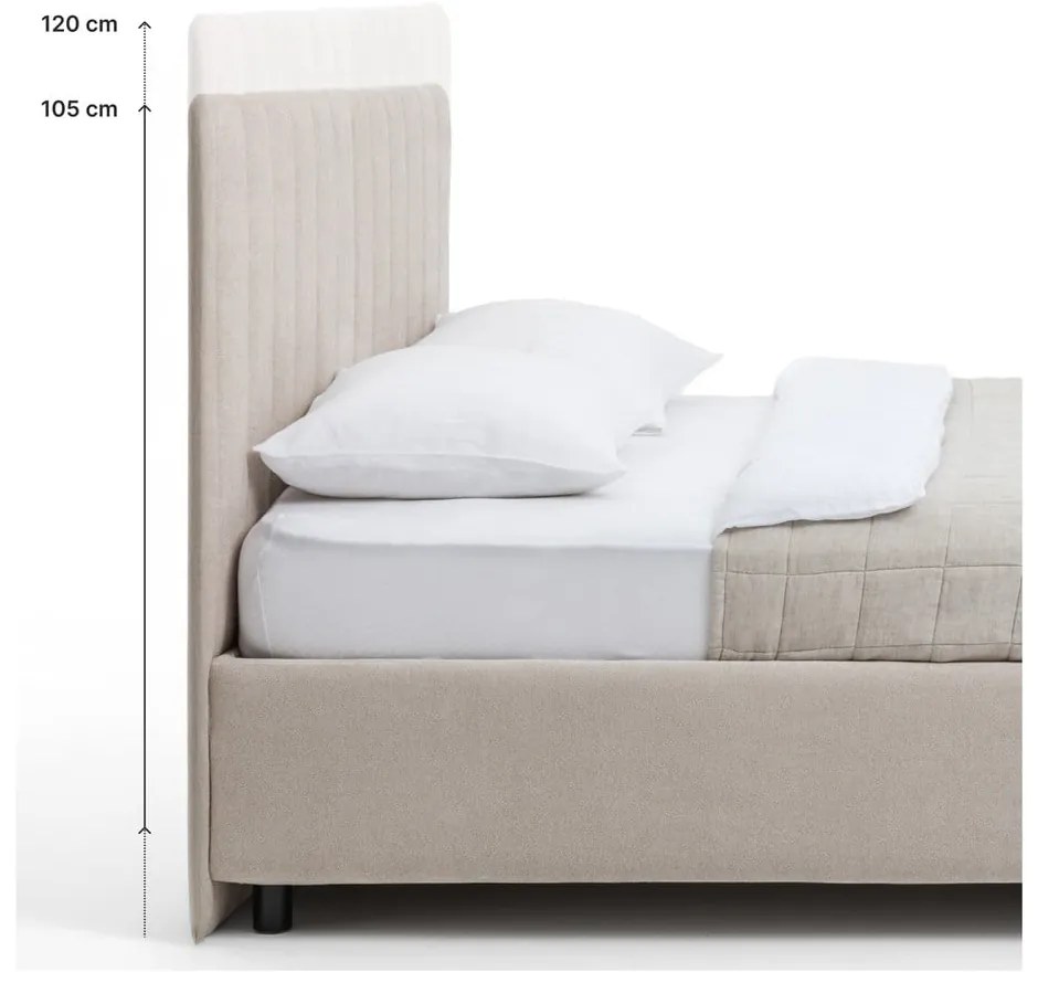 Sivá čalúnená dvojlôžková posteľ s úložným priestorom s roštom 180x200 cm Myra Slim Line – Bonami Selection