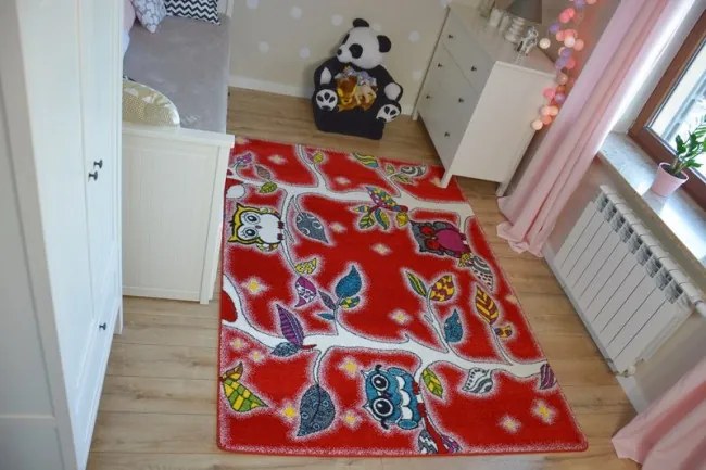 Detský koberec Kids Forest červený C427