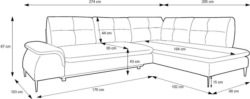 Sedacia súprava PORTO veľký roh
