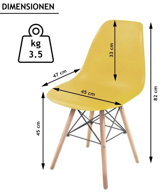 Sada stoličiek s plastovým sedadlom, 2 ks, žlté