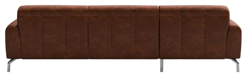 Červenohnedá kožená rohová pohovka MESONICA Puzo, ľavý roh