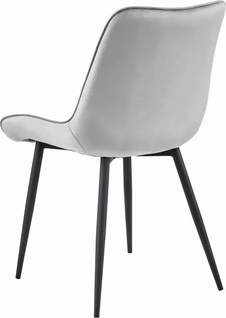 Set dvoch jedálenských stoličiek BERA zamatové strieborné / čierne nohy (2 ks)