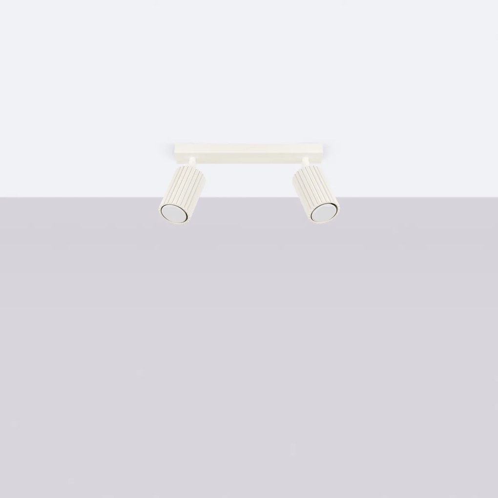 Bodové svietidlo Karbon, 2x béžové kovové tienidlo, (možnosť polohovania)