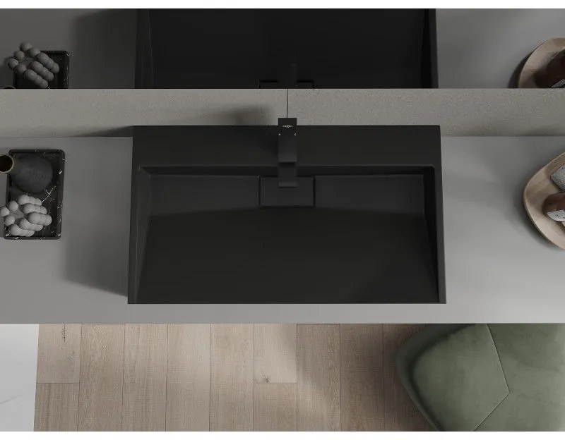 Mexen Ava, umývadlo na dosku z konglomerátu 1/O 80 x 46 cm, čierna matná, 23018071