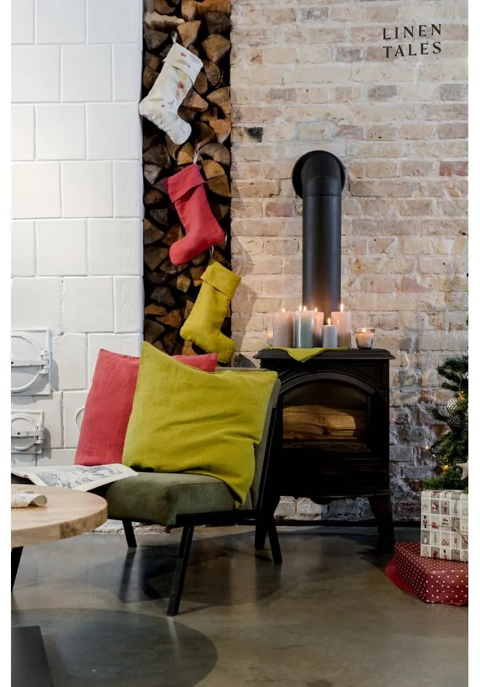 Látková vianočná pančucha Christmas Print Natural – Linen Tales