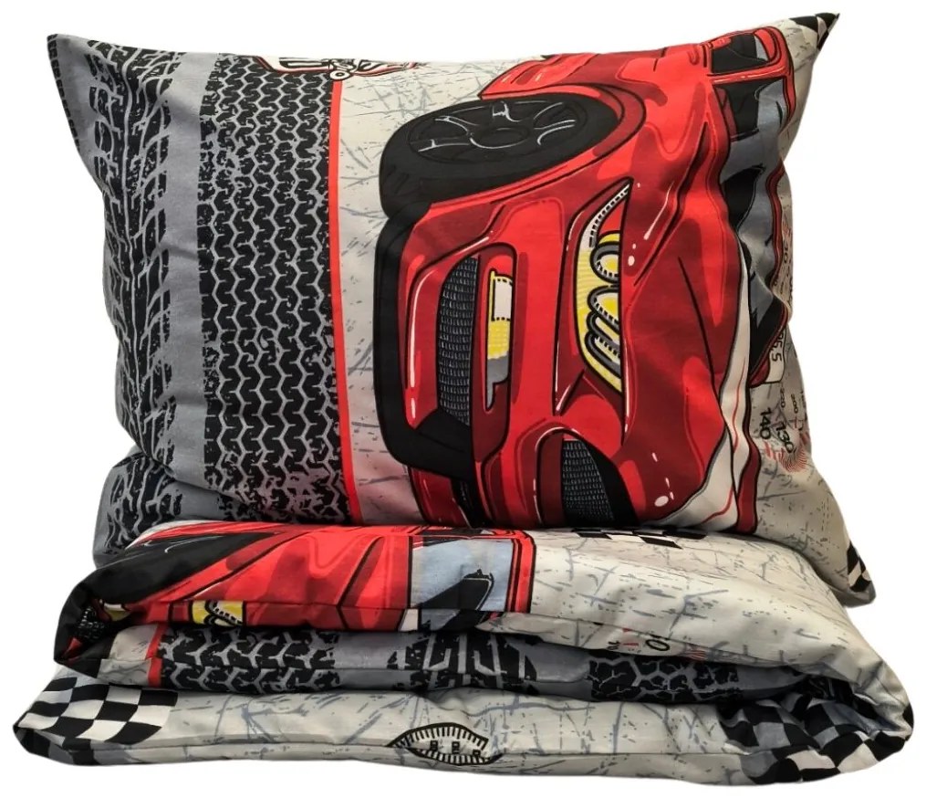 Obliečky bavlnené Fast cars 200x140cm+90x70cm TiaHome