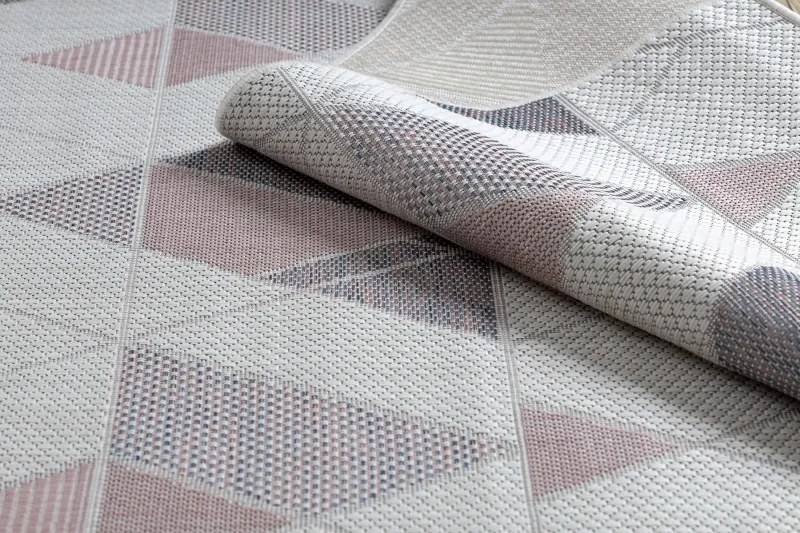 Kusový koberec Sion Sisal Triangles B3006A ecru/pink – na von aj na doma, 140x190, ružová, chodba / predsieň, Dywany Łuszczów