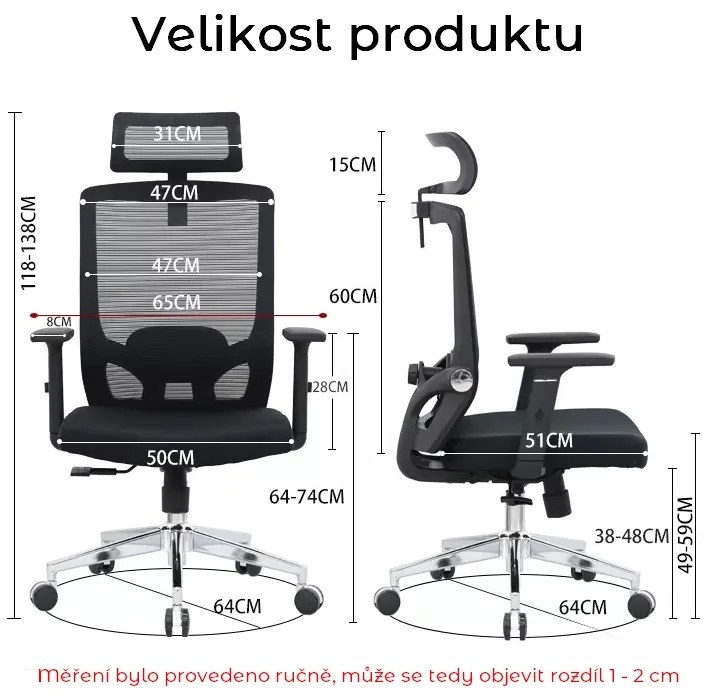 Kancelárska ergonomická stolička Neoseat BRENDA — čierna, nosnosť 150 kg