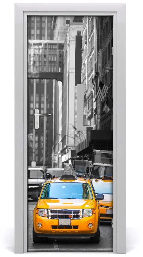 Fototapeta samolepiace dvere taxi New York 95x205 cm