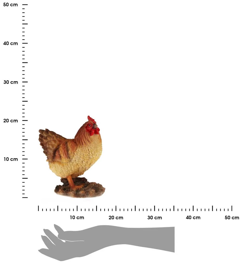 Záhradná figúrka z polyresinu Chicken, 19 cm, hnedá