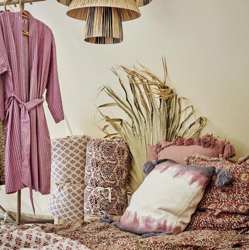 MADAM STOLTZ Bavlnená obliečka na vankúš Tassels Rose 60 × 60 cm