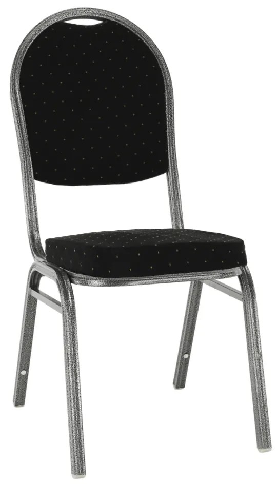 Stolička, stohovateľná, látka čierna /sivý rám, JEFF 3 NEW