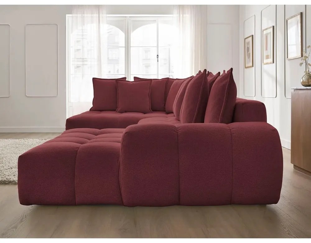 Vínovočervená ženilková rozkladacia/s úložným priestorom rohová pohovka (ľavý roh/do tvaru "U") Everest – Bobochic Paris